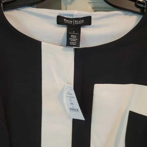 White House Black Market Black White Colorblock Sleeveless Blouse - Picture 5 of 7